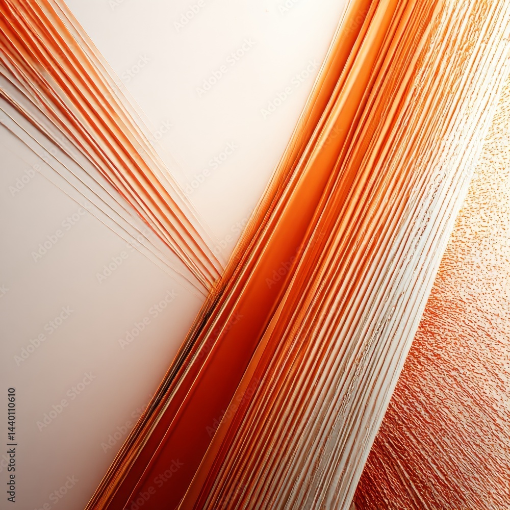 Poster abstract angular composition of textured copper-hued strips against neutral surface: modern design