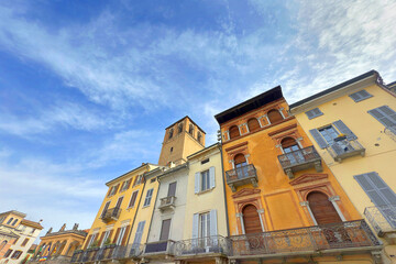 palazzi storici colorati di lodi città in italia, historical colorful buildings in lodi city in italy 