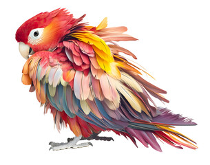 Obraz premium colorful macaw feathers isolated scarlet macaw close up macaw feathers south american macaw dynamic bird pose dynamic bird pose png isolated on transparent