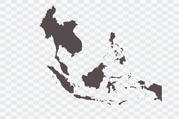 Southeast Asia Map. Minimalist  High-Quality PNG  Ash Color on Transparent Background Perfect for presentations infographics educational materials and graphic design projects