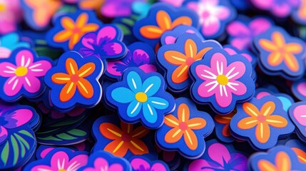 Naklejka premium Colorful floral pattern, many decorative, stylized flowers