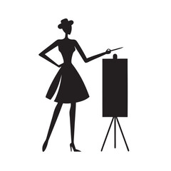Fashion designer sketching stylish outfits on board