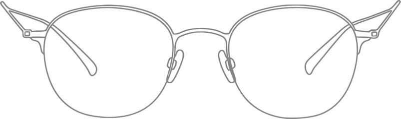 Thin Frame Eyeglasses, Black and White Vector