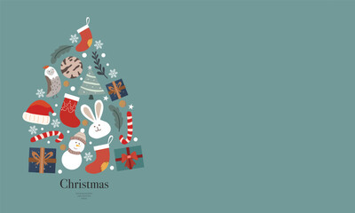 Christmas Scene with Gifts and Tree