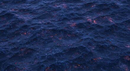 Abstract Deep Blue Ocean with Glowing Lava Texture Deep Sea Mysterious Underwater Scene