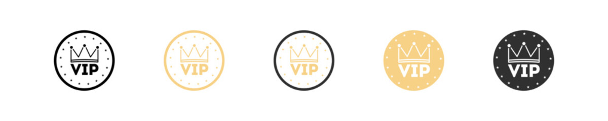 Vip icon. Important vip client set icon. Gold emblem vip clients illustration. Vip icon in vector design style
