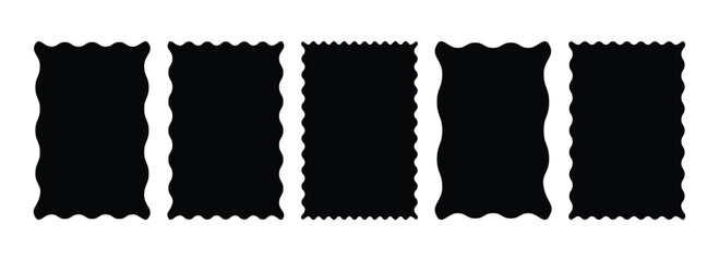 Wavy rectangular shape set, Squiggly borders, Geometric zig zag wavy frames for creative design