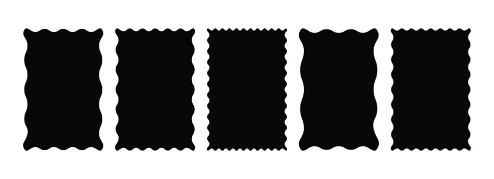 Wavy rectangular shape set, Squiggly borders, Geometric zig zag wavy frames for creative design