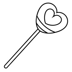 Playful Heart Candy Lollipop Line Art for Valentine’s Day