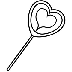 Playful Heart Candy Lollipop Line Art for Valentine’s Day