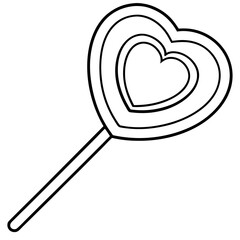Playful Heart Candy Lollipop Line Art for Valentine’s Day