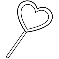 Playful Heart Candy Lollipop Line Art for Valentine’s Day