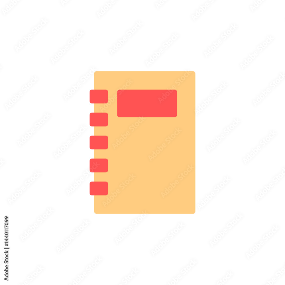 Aufkleber minimalistic yellow notebook icon with pink accents for stationery and office use featuring a flip d