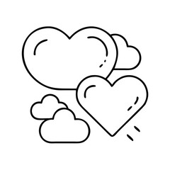 heart and cloud icon, heart and cloud line art - simple line art of heart and cloud, perfect for heart and cloud logos and icons