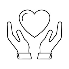 heart and hands icon, heart and hands line art - simple line art of heart and hands, perfect for heart and hands logos and icons