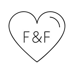 heart with family initials icon, heart with family initials line art - simple line art of heart with family initials, perfect for heart with family initials logos and icons