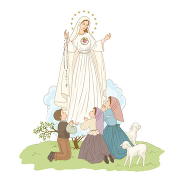 Our Lady of Fatima with the Three Shepherds