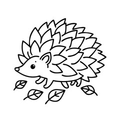 hedgehog in leaves icon, hedgehog in leaves line art - simple line art of hedgehog in leaves, perfect for hedgehog in leaves logos and icons