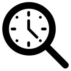 Time Management Search Icon Magnifying Glass with Clock Symbol Vector