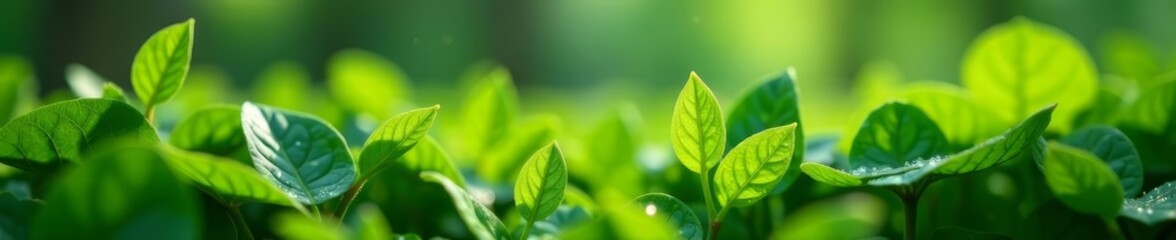 Fototapeta premium Fresh garden foliage with dew droplets from above, Texture, Leaf, Background