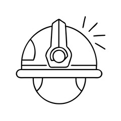 helmet with torch icon, helmet with torch line art - simple line art of helmet with torch, perfect for helmet with torch logos and icons
