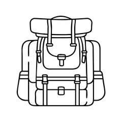 hiking backpack icon, hiking backpack line art - simple line art of hiking backpack, perfect for hiking backpack logos and icons
