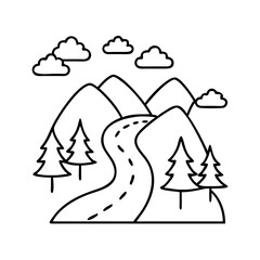 hiking trail icon, hiking trail line art - simple line art of hiking trail, perfect for hiking trail logos and icons