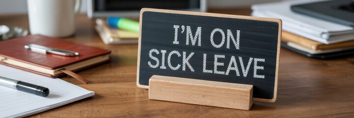 Small chalkboard announcing sick leave