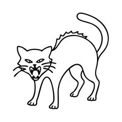 hissing black cat icon, hissing black cat line art - simple line art of hissing black cat, perfect for hissing black cat logos and icons