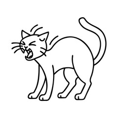 hissing black cat icon, hissing black cat line art - simple line art of hissing black cat, perfect for hissing black cat logos and icons