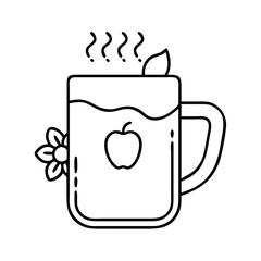 hot cider mug icon, hot cider mug line art - simple line art of hot cider mug, perfect for hot cider mug logos and icons