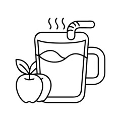 hot cider mug icon, hot cider mug line art - simple line art of hot cider mug, perfect for hot cider mug logos and icons