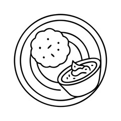 hummus and pita icon, hummus and pita line art - simple line art of hummus and pita, perfect for hummus and pita logos and icons