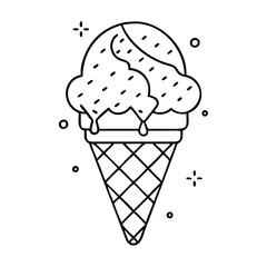 ice cream cone icon, ice cream cone line art - simple line art of ice cream cone, perfect for ice cream cone logos and icons