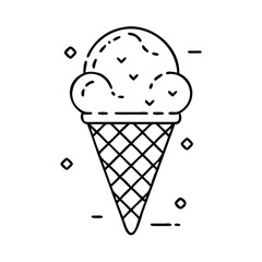 ice cream cone icon, ice cream cone line art - simple line art of ice cream cone, perfect for ice cream cone logos and icons