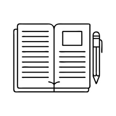 journal with book notes icon, journal with book notes line art - simple line art of journal with book notes, perfect for journal with book notes logos and icons