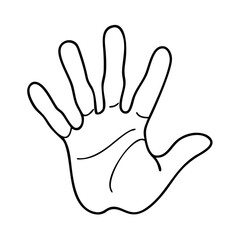 kid s handprint icon, kid s handprint line art - simple line art of kid s handprint, perfect for kid s handprint logos and icons