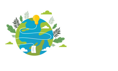 Fototapeta premium Protect the Earth Concept with Minimal Design