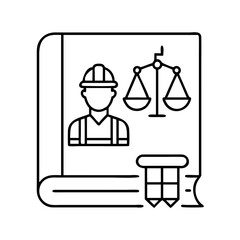 law book for workers rights icon, law book for workers rights line art - simple line art of law book for workers rights, perfect for law book for workers rights logos and icons
