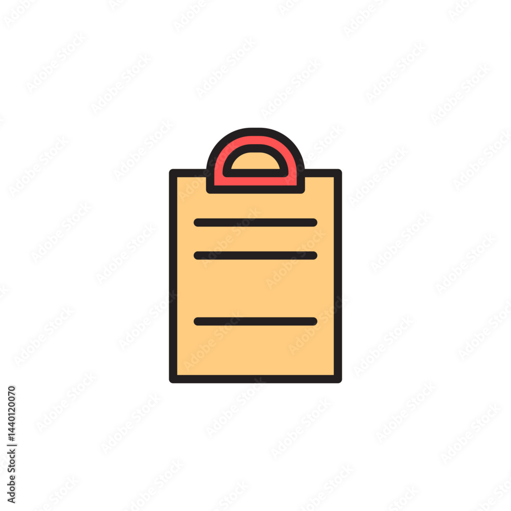 Poster minimalist icon of a clipboard with blank document for stationery and office use in a professional s