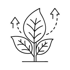 leaf with growth sustainability icon, leaf with growth sustainability line art - simple line art of leaf with growth sustainability, perfect for leaf with growth sustainability logos and icons