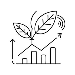 leaf with growth sustainability icon, leaf with growth sustainability line art - simple line art of leaf with growth sustainability, perfect for leaf with growth sustainability logos and icons