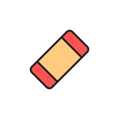 Red and Yellow Eraser Icon on a Clean Background Representing School and Office Stationery Tools for Writing and Drafting Activities