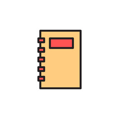 Simple Flat Illustration of a Notepad Icon with Blank Pages and Colorful Details Ideal for Stationery and Office Themes
