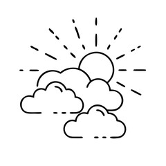light shining through clouds icon, light shining through clouds line art - simple line art of light shining through clouds, perfect for light shining through clouds logos and icons