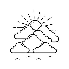 light shining through clouds icon, light shining through clouds line art - simple line art of light shining through clouds, perfect for light shining through clouds logos and icons