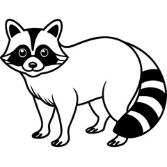 Raccoon Outline Digital Sketch