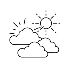 light shining through clouds icon, light shining through clouds line art - simple line art of light shining through clouds, perfect for light shining through clouds logos and icons