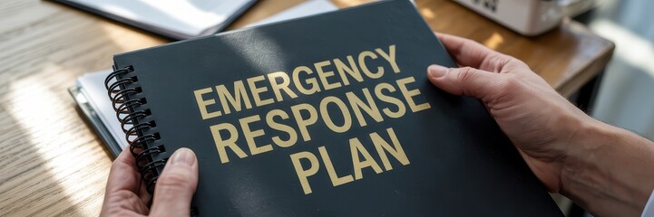 Important emergency response guide held by hands.