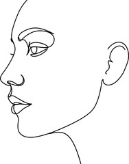 Minimalist Single-Line Woman's Face Profile
